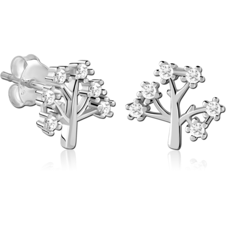 STERLING SILVER 925 JEWELED EAR STUDS PAIR