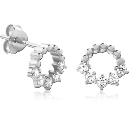 STERLING SILVER 925 JEWELED EAR STUDS PAIR