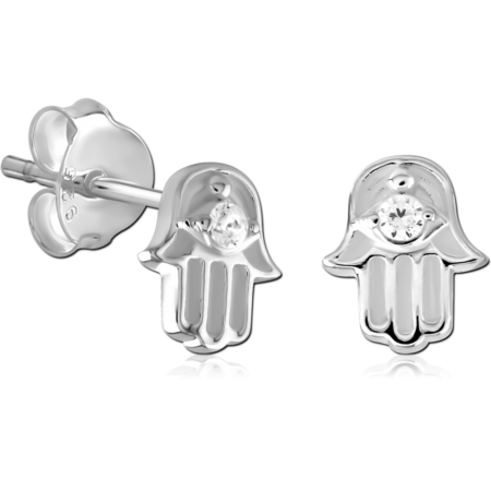 STERLING SILVER 925 JEWELED EAR STUDS PAIR