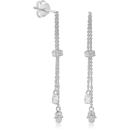 STERLING SILVER 925 JEWELED EAR STUDS PAIR