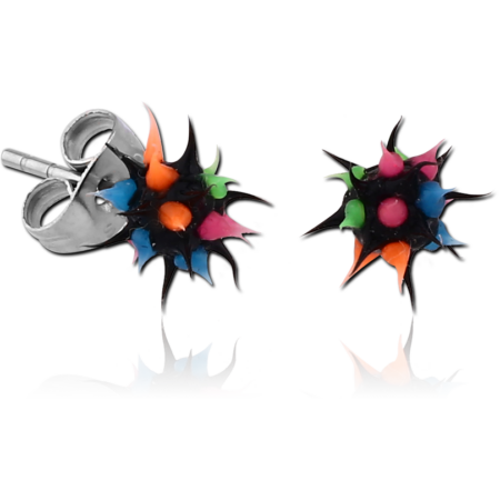 PAIR OF SILICONE SPIKEY BALL EAR STUDS