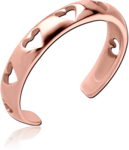 ROSE GOLD PVD COATED SURGICAL STEEL TOE RING - HEARTS