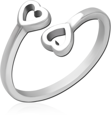 SURGICAL STEEL TOE RING - TWO HEARTS