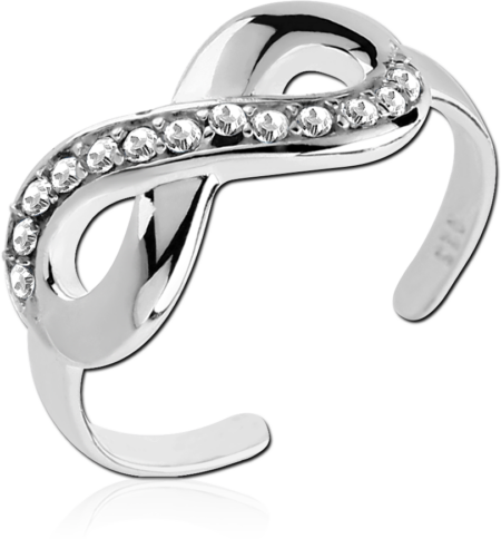 STERLING SILVER 925 JEWELED TOE RING - INFINITY WIDE