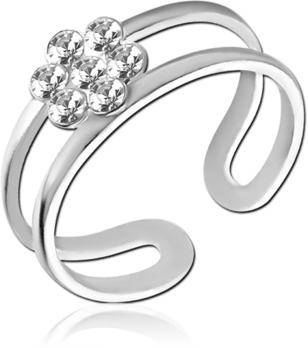 STERLING SILVER 925 JEWELED TOE RING - FLOWER