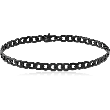 316L BLACK PVD COATED SURGICAL STEEL BRACELET CURB CHAIN POLISHED FINISH