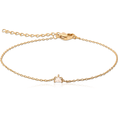 316L GOLD PVD 18K COATED SURGICAL STEEL BRACELET SINGLE TEARDROP GEM