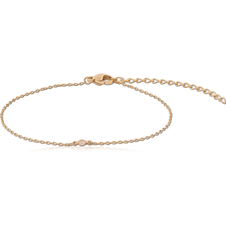 316L GOLD PVD 18K COATED SURGICAL STEEL BRACELET MARQUISE CLEAR GEM STATIONS