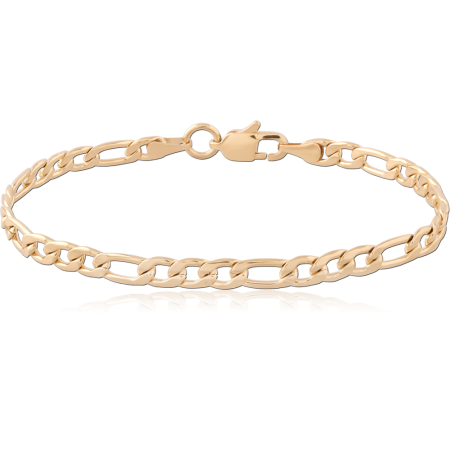 GOLD PVD COATED STAINLESS STEEL FIGARO CHAIN BRACELET LOBSTER CLASP