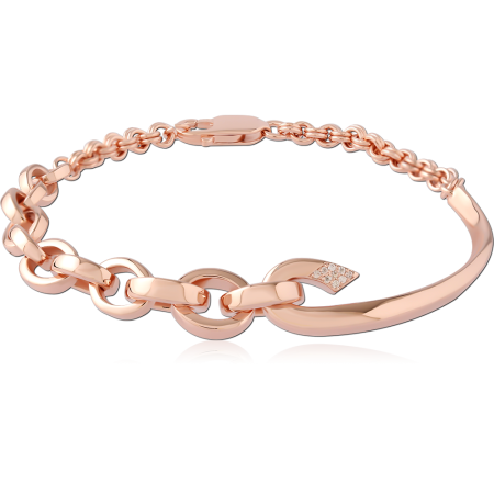 ROSE GOLD PLATED STERLING SILVER 925 BRACELET LINK CHAIN PAVE TIP