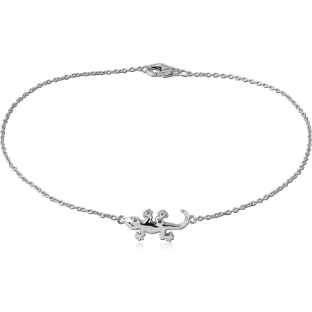 316L SURGICAL STEEL CHAIN BRACELET WITH GECKO CHARM LOBSTER CLASP