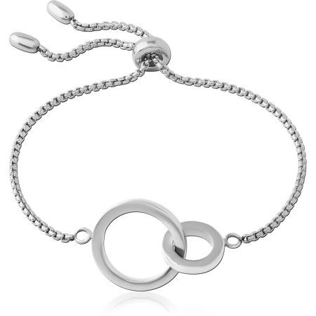 316L SURGICAL STEEL ADJUSTABLE BOLO BRACELET INTERLOCKING CIRCLES BOX CHAIN