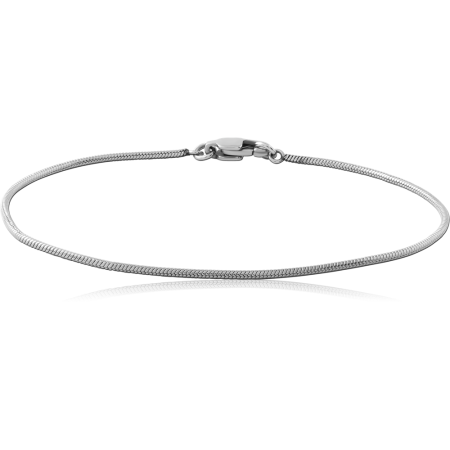 STAINLESS STEEL BRACELET SNAKE CHAIN SLIM PROFILE POLISHED FINISH LOBSTER CLASP