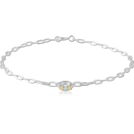 STERLING SILVER 925 CHAIN BRACELET EVIL EYE WITH BLUE AND YELLOW GEMS