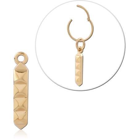 18K GOLD PVD COATED 316L SURGICAL STEEL CHARM FACETED BAR DROP