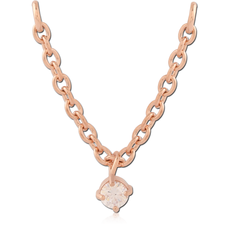 316L ROSE GOLD PVD COATED SURGICAL STEEL JEWELED CHARM