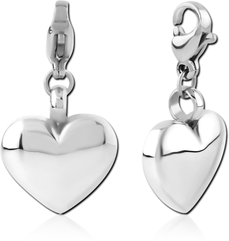 SURGICAL STEEL CHARM WITH LOBSTER LOCKER  -  HEART