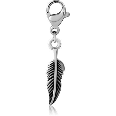 316L SURGICAL STEEL CHARM FEATHER WITH LOBSTER CLASP