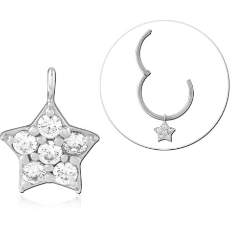 STERLING SILVER 925 CHARM STAR CLUSTER CLEAR GEMS DANGLE PRONG SET