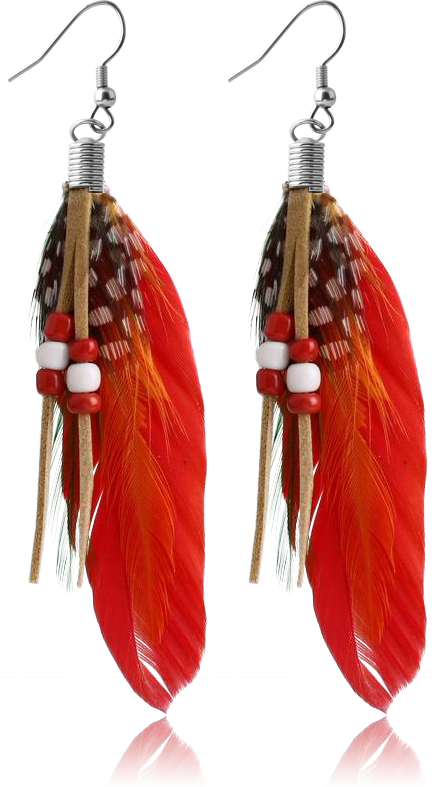SURGICAL STEEL DANGLE FEATHER EARRINGS