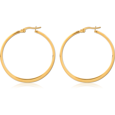 GOLD PVD COATED SURGICAL STEEL HOOP EARRINGS CLASSIC SMOOTH ROUND