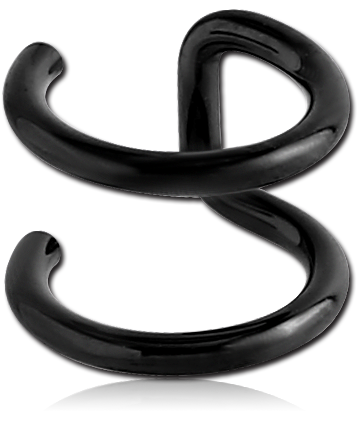 BLACK PVD COATED SURGICAL STEEL ILLUSION EAR CUFF DOUBLE SPIRAL