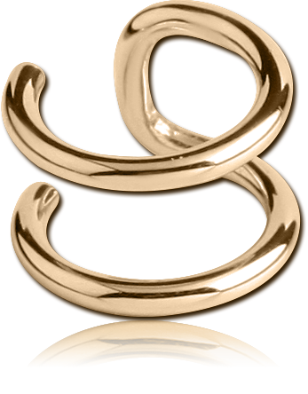 GOLD PVD 18K COATED SURGICAL STEEL EAR CUFF DOUBLE BAND ILLUSION