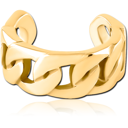 GOLD PVD COATED SURGICAL STEEL EAR CUFF CURB CHAIN LINK