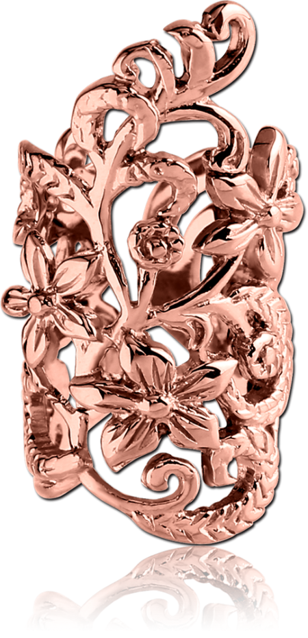ROSE GOLD PVD COATDD SURGICAL STEEL EAR CUFF - FLOWERS AND LEAFS