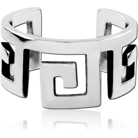 316L SURGICAL STEEL EAR CUFF OPEN GREEK KEY CUTOUT DESIGN PATTERN