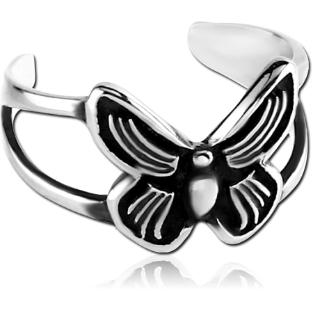 316L SURGICAL STEEL EAR CUFF BUTTERFLY DESIGN BLACK ANTIQUED OPENWORK DETAILING SPLIT BAND