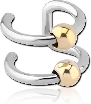 ZIRCON GOLD PVD COATED 316L SURGICAL STEEL EAR CUFF WITH BEAD