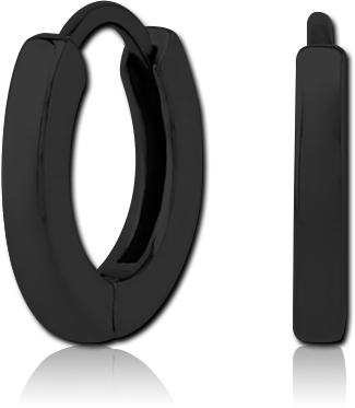 BLACK PVD COATED SURGICAL STEEL HUGGIE EARRINGS PAIR PLAIN SMOOTH FINISH