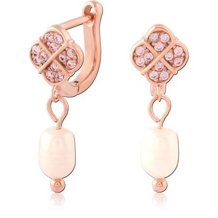 316L ROSE GOLD PVD COATED SURGICAL STEEL JEWELED HUGGIES PAIR