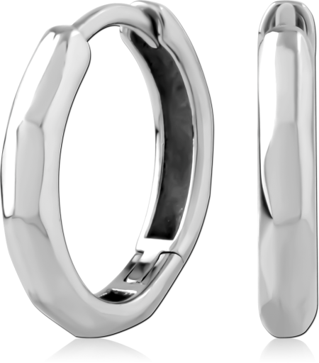 316L SURGICAL STEEL HUGGIES FACETED BAND GEOMETRIC POLISHED FINISH DESIGN