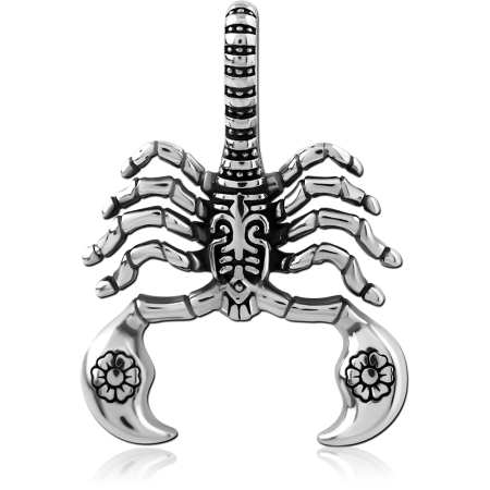 316L SURGICAL STEEL PENDANT SCORPION WITH FLORAL CLAWS