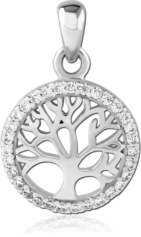 STERLING SILVER 925 JEWELED PENDANT-TREE