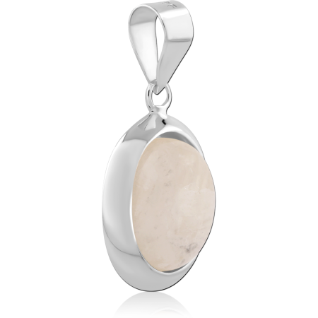 STERLING SILVER 925 PENDANT OVAL CABOCHON STONE BEZEL SET