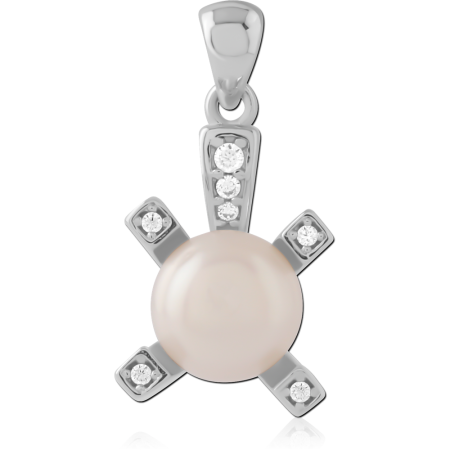 STERLING SILVER 925 PENDANT PEARL STAR WITH GEM ACCENTS