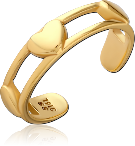 GOLD PVD COATED SURGICAL STEEL OPEN RING - OPEN WITH CENTER HEART