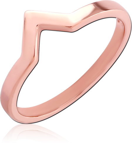 ROSE GOLD PVD COATED SURGICAL STEEL RING CHEVRON V BAND
