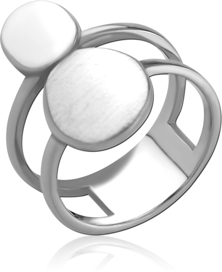 316L SURGICAL STEEL RING OVERLAPPING DOUBLE CIRCLE OPEN BAND