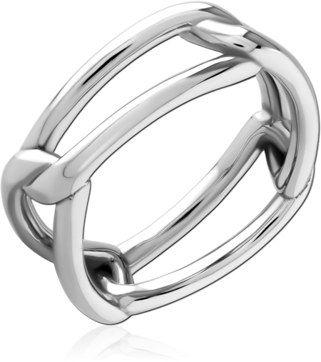 316L SURGICAL STEEL RING DOUBLE BAND INTERLOCKING OPEN LINK DESIGN