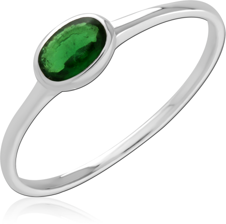 STERLING SILVER 925 RING BEZEL SET OVAL GREEN CABOCHON STONE SOLITAIRE BAND
