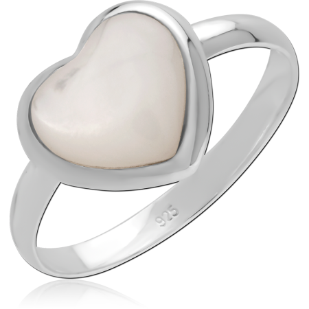 STERLING SILVER 925 RING HEART CABOCHON GEM BEZEL SET SIMPLE BAND