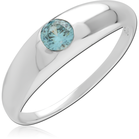 STERLING SILVER 925 RING BEZEL SET ROUND AQUA GEM SOLITAIRE