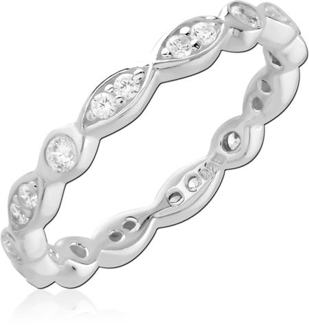 STERLING SILVER 925 RING MARQUISE ETERNITY BAND WITH BEZEL SET CLEAR GEMS