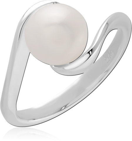 STERLING SILVER 925 RING WHITE PEARL BYPASS SWIRL OPEN DESIGN
