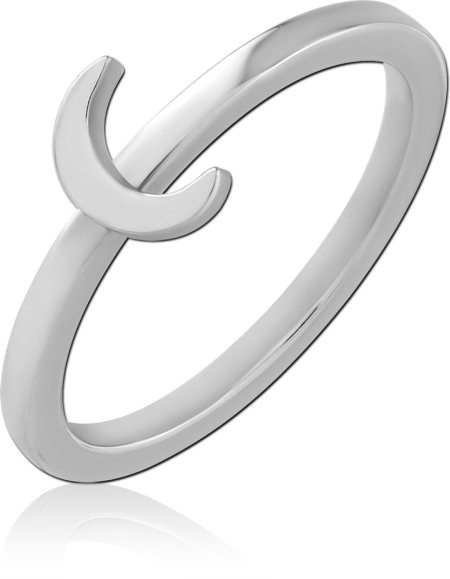 316L SURGICAL STEEL RING CRESCENT MOON