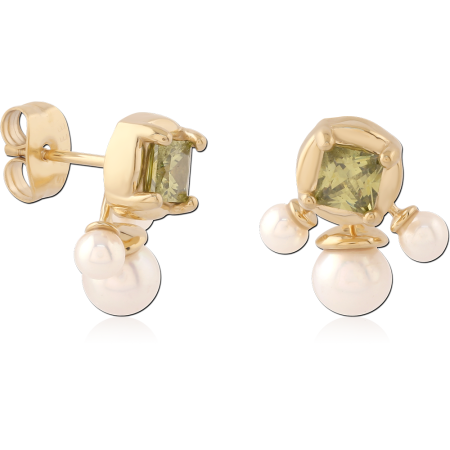 316L GOLD PVD 18K COATED SURGICAL STEEL EAR STUDS PAIR